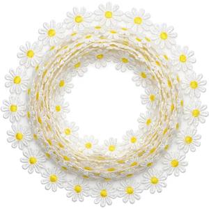 IDONGCAI DIY Embroidered Fabric Flower Trim 1 inch 7 Yards Approximately 200 Small Fabric Flowers for Crafts, Wedding Decorations, Gift Wrapping, Apparel, Hair Accessories & Home DIY Projects