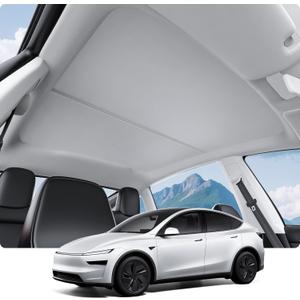 BASENOR 2026 2025 Tesla Model Y Juniper Sunshade Roof [No Gap] [Nano Ice-Crystal] Heat Insulation Foldable Sunroof Cover, UV Protection Shade for Model Y Gray