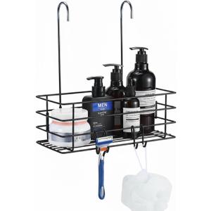 Shower Caddy Hanging Shower Orangizer Stainless Steel Shower Rack with Hooks Over The Door, Shampoo Basket Storage (Black)