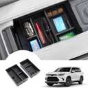 Autorder 2PCS Center Console Organizer for Toyota Grand Highlander 2024 2025 Accessories Armrest Storage Box Secondary Insert Tray with Anti-Slip Mat
