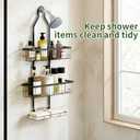 Fixwal Shower Caddy Hanging Over Head, Height Adjustable Bathroom Black Rustproof Shower Organizer Hanging Shelf Storage with 2 Soap Holders, Hooks for Towels, Sponge, Razor