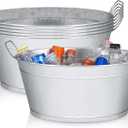 BARsics Large 6-Gallon Galvanized Tin Beverage Tub, 20x14x10 inches (Pack of 6)