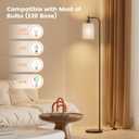 SIBRILLE Floor Lamp with Linen Shade, Dimmable Tall Standing Lamp with Remote Control & 3 Color Temperatures, Modern Floor Lamps for Living Room Bedroom Office Corner, 9W LED Bulb Included