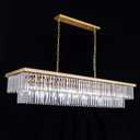 Wellmet Gold Chandelier 57 inch, 13-Light Modern Rectangular Crystal Chandelier Ceiling Hanging, Linear Chandeliers Light Fixture for Living Room, Dining Room, Bedroom, Kitchen Island