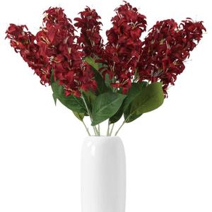 IPOPU 8pcs Hyacinth Artificial Flowers 25.5 in Long Stem Delphinium Flowers Silk Snapdragon Fake Flowers for Table Centerpieces Home Wedding Party Decoration (Burgundy)