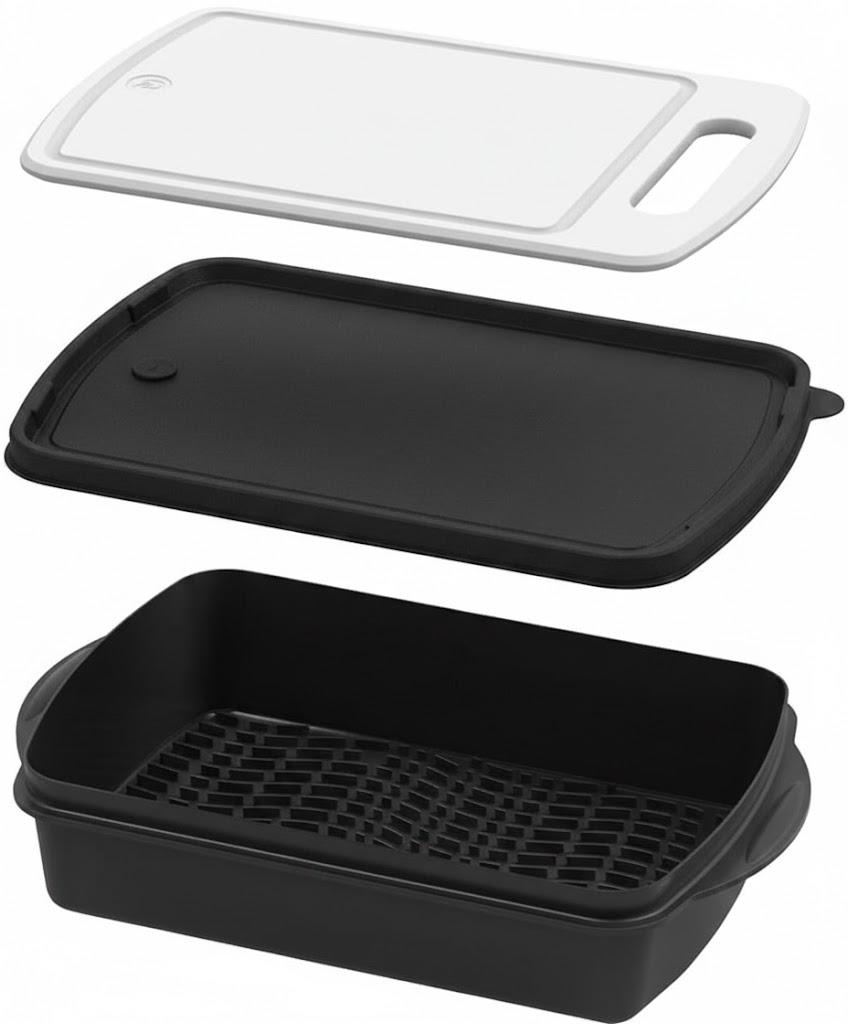 Prep and Slice Tray Set (Includes Built-in Cutting Board + Marinade Container)