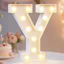 Pooqla LED Marquee Letter Lights Sign, Light Up Alphabet Letter for Home Party Wedding Decoration Y