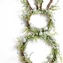 DN DECONATION Easter Bunny Spring Wreath with Egg, Twig and Berries Green Rabbit Easter Wreath for Front Door Decorations Home Farmhouse Outdoor Indoor Wall Mantel Window (1Pcs)