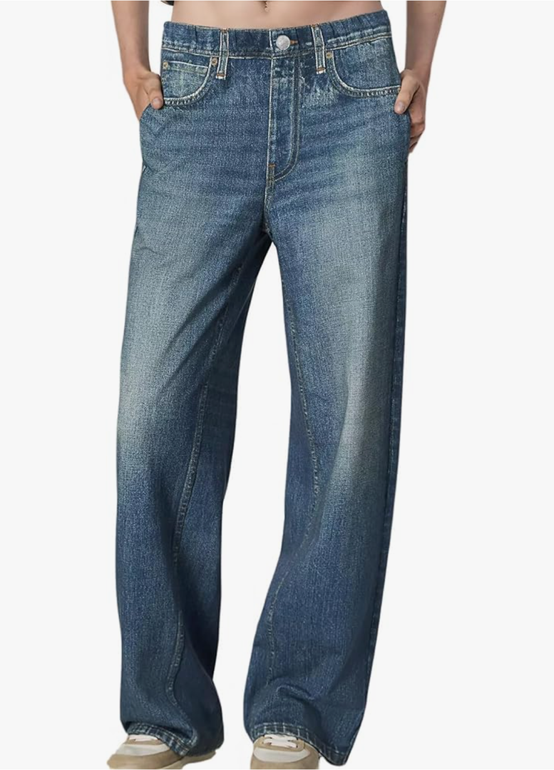 Womens French Terry Wide Leg Sweatpants Jeans Stretch Breathable Comfort Pants for Casual & Workout Y2K Clothes, Size M