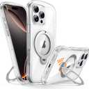 Magnetic for iPhone 16 Pro Case with Stand [Compatible with MagSafe][360 Rotatable Ring Holder Kickstand][Military Grade Protection] Airbag Shockproof Case for i Phone 16Pro 6.3 Inch, Clear