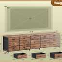 Huuger 78.7 inch Long Dresser for Bedroom, 15 Drawer Fabric Dresser for Closet, Large TV Stand for 65, 75, 85 inch TV, Wide Chest of Drawer with Storage, 78.7" W x 12.9" D x 26.7" H, Rustic Brown