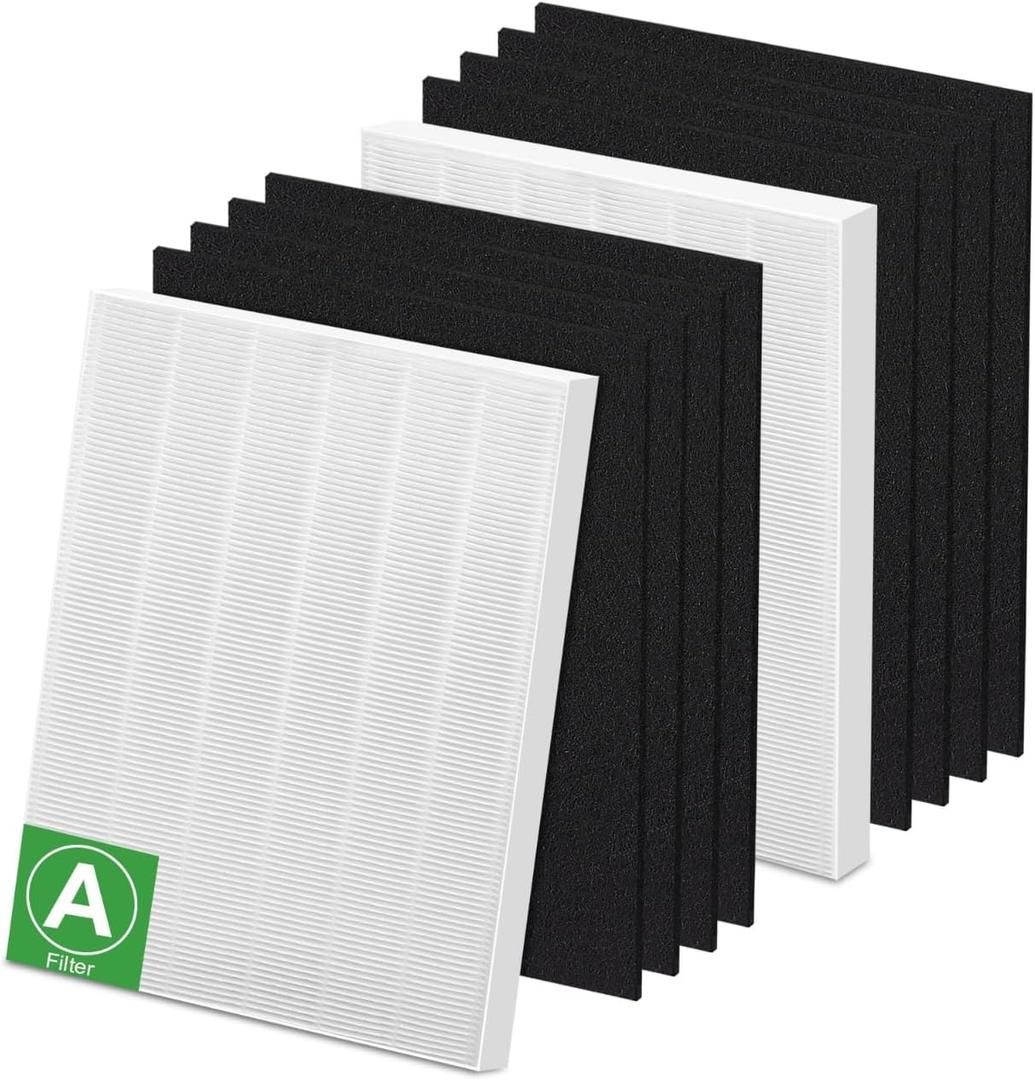 True High Efficiency C535 Replacement 115115 Filter A Compatible with Winix PlasmaWave C535, 5300-2, 6300-2, 5300, 6300, P300, AM90, 9000, 5000, 5000B, C909, 9800, 2 x Filters + 8 x Carbon Pre-Filters