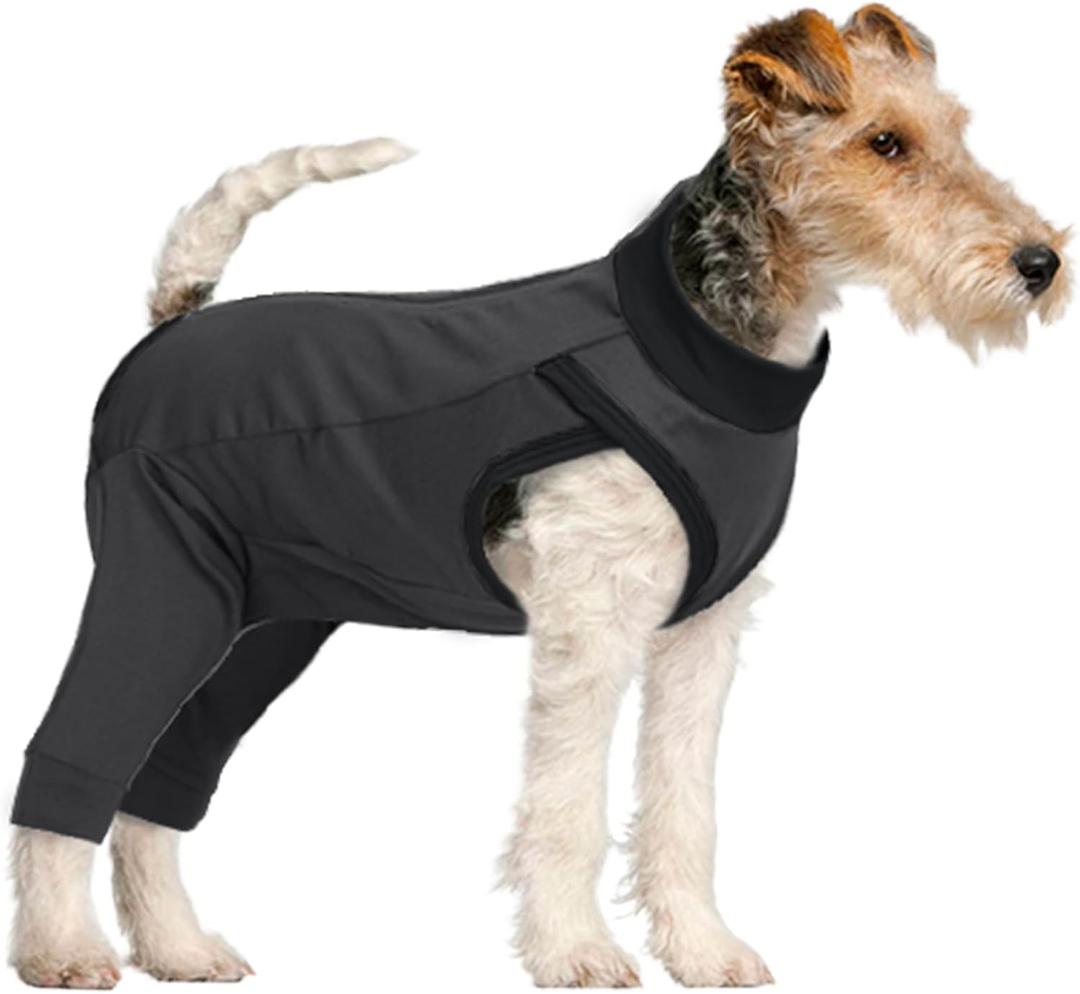 LelePet Dog Recovery Suit for Rear Legs to Stop Licking Hind Legs Abdomen Wounds, Dog Onesie for Surgery Female Male,Dog Pants to Prevent Licking for Small to Large Dogs, Cone Alternative (XS-3XL) (Gray)
