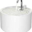 Voluas Ceramic Cat Water Fountain, 2.2L/74oz Cat Fountains for Drinking Indoor, Automatic Pet Water Dispenser with Ultra-Quiet Pump and Replacement Filter, Kitty Watering Supplies, Easy Clean BPA-Free