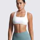 Aoxjox Women's Workout Sports Bras Square Neck Emma Cross Back Fitness Training Gym Bra Yoga Crop Tank (White, S)
