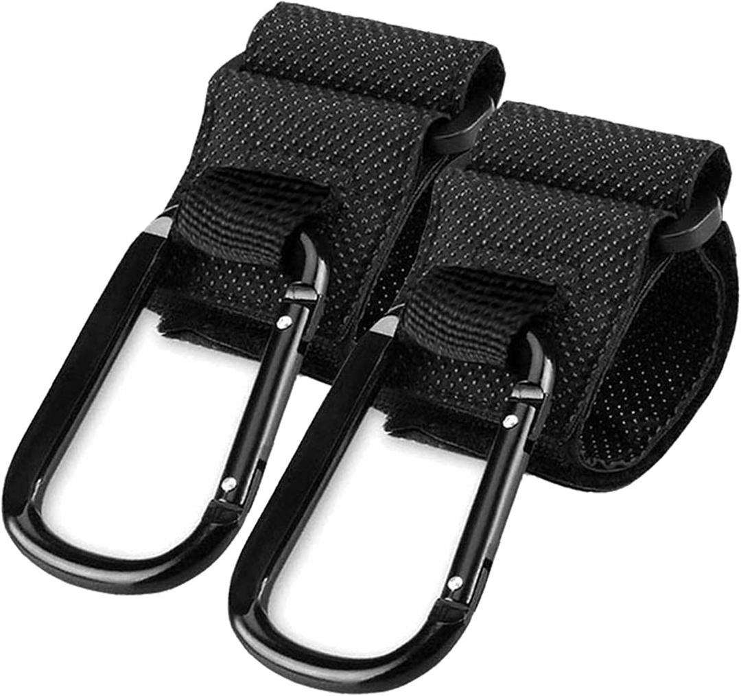 Boat Rail Bag Hook Adjustable Safety Straps with Convenient Quick Release Buckle,Boat Stainless Steel Carabiner Hooks Clip for Stroller Hook,Hanging Purse, Shower Favors,Grocery Bags,Snacks etc (2PCS) (Black)