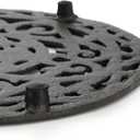 2 Pack Cast Iron Trivet, 8 Inch Round Metal Trivets with Rubber Feet Caps, Rustproof Heat Resistant Hot Pot Plate Stand Holder Mat Pad for Kitchen, Dining Table, Countertop
