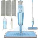 Spray Wet Mops for Hardwood Floors- MEXERRIS Microfiber Dust Dry Mop with 3 Microfiber Washable Pads Hard Wood Floor Mop with Sprayer Commercial Home Use for Wood Floor Laminate Ceramic Tiles (Cyanine)