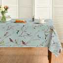Horaldaily Spring Tablecloth 6060 Inch Square, Birds Branch Green Floral Washable Seasonal Table Cover for Party Picnic Dinner Decor