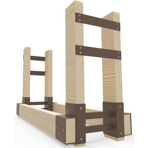 Outdoor Firewood Rack Bracket Kit with 4 Support Bars for Fire Wood Pile Storage, Heavy Duty DIY Fireplace Log Stacking Stand Holder for 2x4 lumber, Brown, 1 Pair