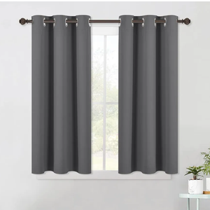 NICETOWN Grey Kitchen Blackout Short Curtain Panels for Bedroom, 45 Inch Long Thermal Insulated Grommet Top Blackout Draperies and Drapes (2 Panels, W42 x L45 -Inch, Grey)