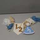 Blue Handmade 1/2 High Chair Banner with Cone Birthday Hat for Half Way To One Baby Boy 6 Months Half Birthday Decorations
