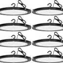 UFO LED High Bay Lights 200W 28000LM with US Plug 5ft Cable 5000K AC100-277V High Bay LED Shop Lights Commercial Warehouse Workshop Factory Barn Garage Lighting Fixture 8 Pack