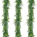 Artflower 3 Pack Artificial Eucalyptus Garland, 5.9Ft/pcs Faux Eucalyptus Vines Greenery Garland Fake Eucalyptus Plant Wedding Backdrop Arch Wall Table Party Festival Decor, Grey Green