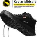 Composite Steel Toe Safety Shoes Lightweight Kevlar Puncture Resistant 6KV Electrical Insulated Breathable Waterproof Slip Resistant Industrial Construction Sneakers Rubber Sole Work Boots (Black, M)