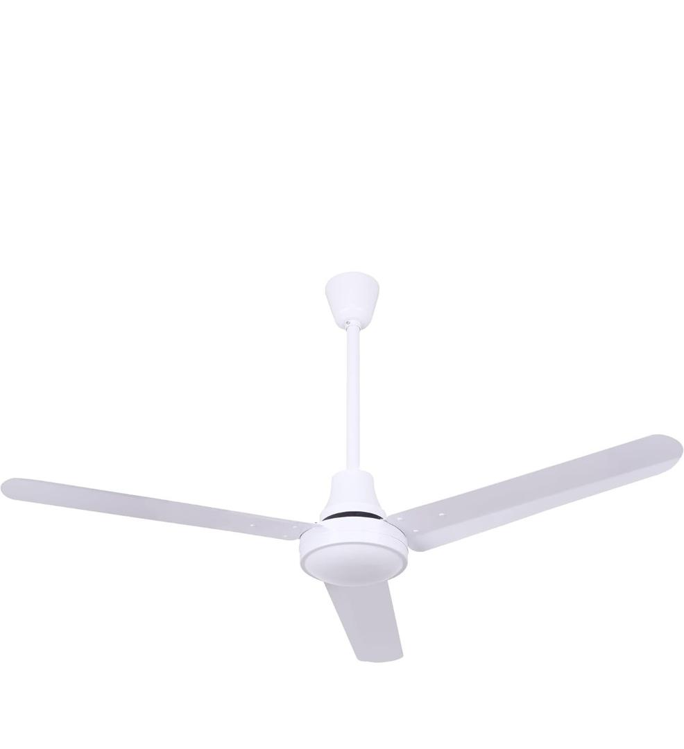 48" White Weatherproof Industrial Ceiling Fan High-Performance DC Motor Wall Control Ideal for Outdoor Patios, Gyms & Warehouses, Medium