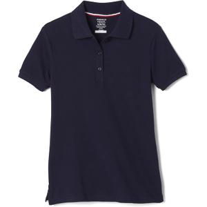 French Toast Womens Short Sleeve Stretch Pique Polo Shirt (X-Small, Navy)