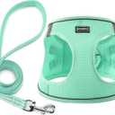 Dog Harness with Leash Set, No Pull Adjustable Reflective Step-in Puppy Pet Vest Harnesses for Medium Dogs and Cats,Green M (M(Chest:16"-18"))