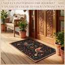 Drydiet 22"x36" Coir Coco Door Mat with Anti-Slip TPR Backing, Floral Bird, 1'10" x 2'11"