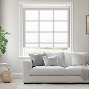 No Drill Cellular Shades,Light Filtering,White,34" W x 48" H