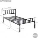 Metal Platform Twin Bed Frame with Headboard Sturdy Steel Slats Support No Box Spring Needed Easy Assembly Black