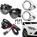 Clear Lens Driving Fog Lights Bumper Lamps Bulbs Harness Bracket Replacement for Ford Focus S SE SEL Titanium 2012-2014 w/Harness (1 Pair, Left + Right)