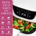 Paris Hilton Air Fryer, Large 6-Quart Capacity, Nonstick Made without PFAS, Touchscreen Display, 8-in-1 (Air Fry, Roast, Broil, Bake, Reheat, Keep Warm, Pizza, Dehydrate), Dishwasher Safe, White