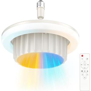 Runcasa Heating Fan Light 3 in 1 Space Heater,720W Portable Electric PTC Ceramic Heaters,E26 LED Light with 2500lm,3 Modes,300Oscillation,4H Timer,Remote Control, Overheat Protection, Stepless Color