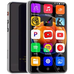 144GB MP3 Player with Bluetooth and WiFi, 4" Full Color Touch Screen MP4 Music Player with Spotify,Parental Control, YouTube,Pandora, Android Mainstrem Media MP4 Music Player for Kids up to 1TB,Black