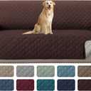 H.VERSAILTEX Sofa Slipcover Reversible Sofa Cover Seat Width Up to 66" Water Resistant Couch Cover with Elastic Strap Quilted Furniture Protector for Pets(Sofa, Brown/Beige)