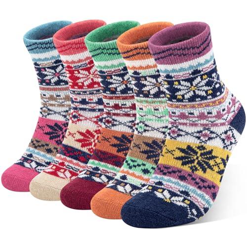 Owntouch 4 Pairs Wool Socks for Women, Hiking Winter Warm Socks, Vintage Thermal Sock Soft Classic Sock for Ladies Gift