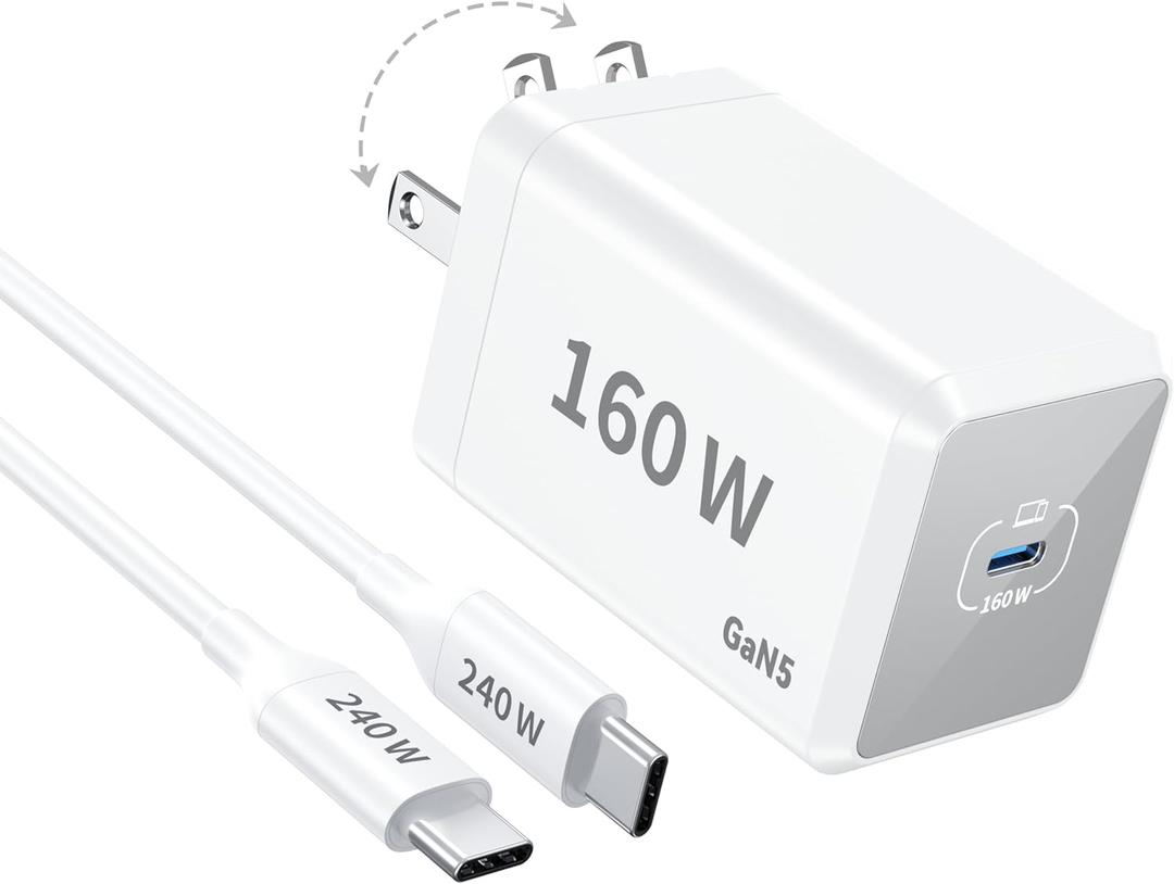 Mac Book Pro Charger - 160W Compact USB C Charger Fast Charger Compatible with MacBook pro/Air, ipad Pro, Samsung Galaxy Note and All USB C Device, Include 7FT Braided Charge Cable