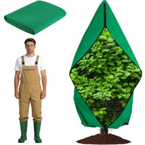 Zip A Tree Cover Freeze Protection, Thick Plant Protection Cover Bags for Outdoor Plants with Drawstring, Zip-Up Frost Blankets for Cedars, Juniper, Cypress Trees and Christmas Tree (2, Green)