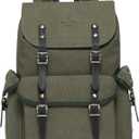 KAUKKO Vintage Casual polyster and Leather Rucksack Backpack (03-canvas Armygreen)
