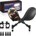 ATV Motorcycle Rearview Side Mirrors Universal 360 Degrees Ball-Type Adjustable 7/8" Handlebar Mount 8mm 10mm Adapters for ATV Scooter Moped Polaris Sportsman Honda Rincon