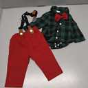 Baby Boy Clothes Gentleman Outfits Infant Bodysuit Long Sleeve Shirt Size 0-3 (Red,Green)