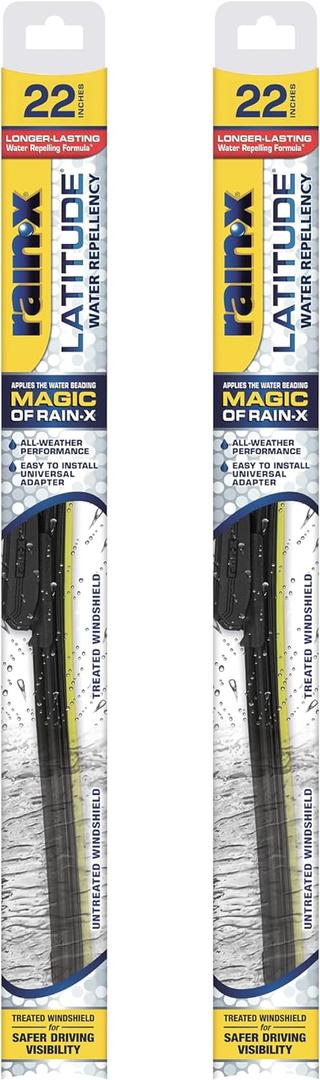 Rain-X 810165 Repellency Water Repellent Wiper Blades, 22" Windshield Wipers (Pack of 2), All Weather Streak-Free for Enhanced Visibility w/ Water Repellency Formula