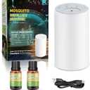 Portable Mosquito Repeller-Outdoor Insect Repellent-Mosquito Protection Indoor-Bug Spray and Bug Zapper Alternative-Natural Essential Oil Waterless Diffuser 40ft Protection 2 Refills (White)
