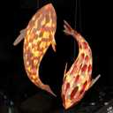 MIXL-Wood Fish Pendant Light,Rustic Fish Hanging Lamp Over Kitchen Island,Coastal Dining Room Light Fixture,Boho Style Ceiling Hanging Light for Living Room Bedroom and Restaurant