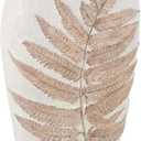 Deco 79 Polystone Decorative Vase Leaf Centerpiece Vase, Flower Vase for Home Decoration 10" x 6" x 18", White